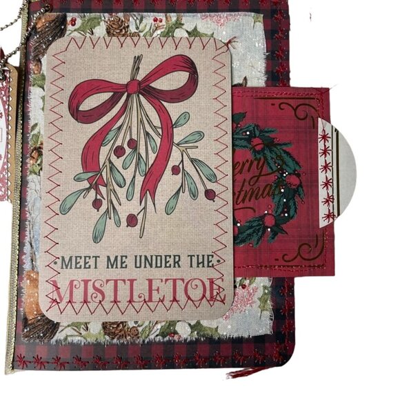 Christmas Junk Journal  With Charm u Washi  Fabric Wrap Tons Ephemera Handmade C - Picture 5 of 16